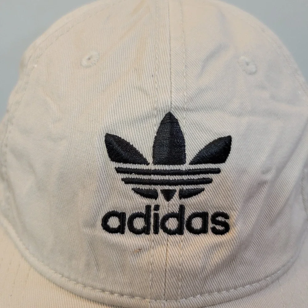 Adidas Baseball Cap Mens One Size White 3 Stripes Embroidered Logo Strapback Hat